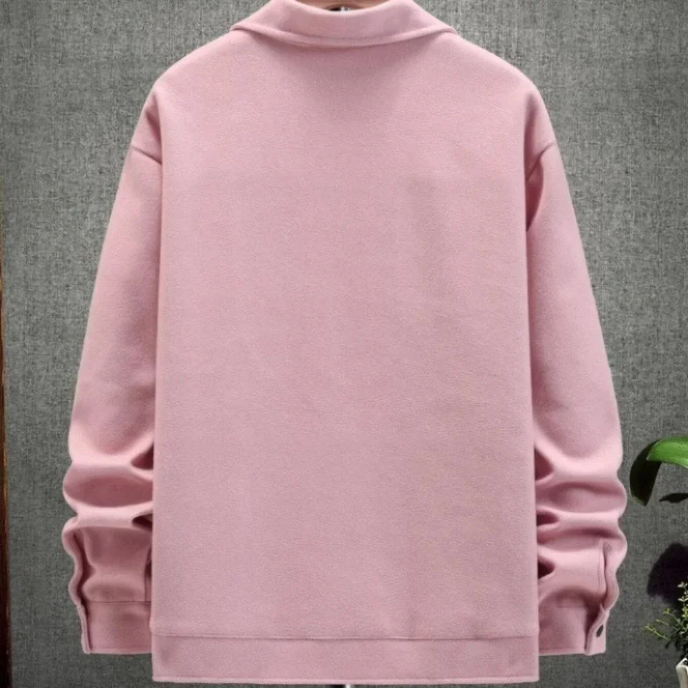 Baby Pink Mens Drop Shoulder Overcoat - Picture 2 of 4